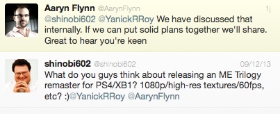 Aaryn Flynn - Tweet Mass Effect PlayStation 4 - Xbox One - Mars 2014