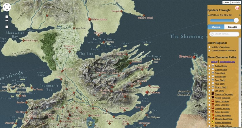 Game of Thrones - Carte interactive acex controle de spoilers