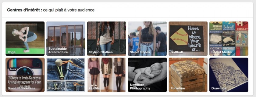 Centres interet - Statistiques Pinterest