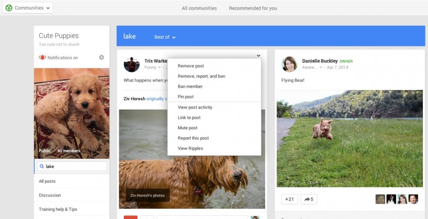 Moderation - Recherche Communautes Google+