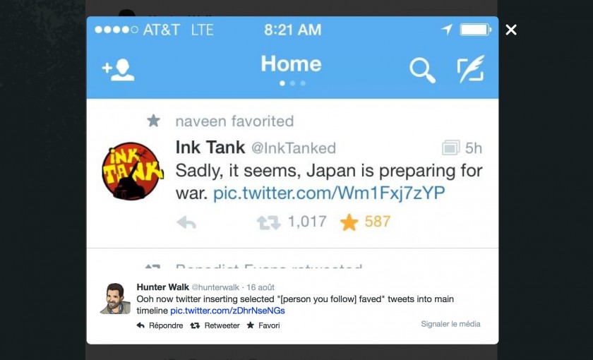 Twitter - Favoris comme Retweets dans Timeline