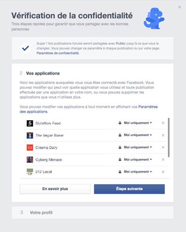 Facebook - outil Verification confidentialite 3