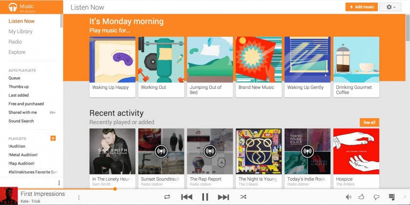 Google Play Music new recommendations Songza