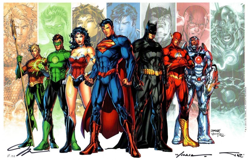 Justice League - DC Comics - Art Print signe par Jim Lee Alex Sinclair Scott Williams