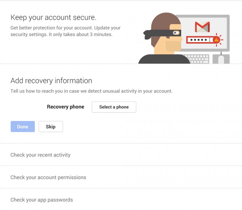 Google Secure Account Flow UI