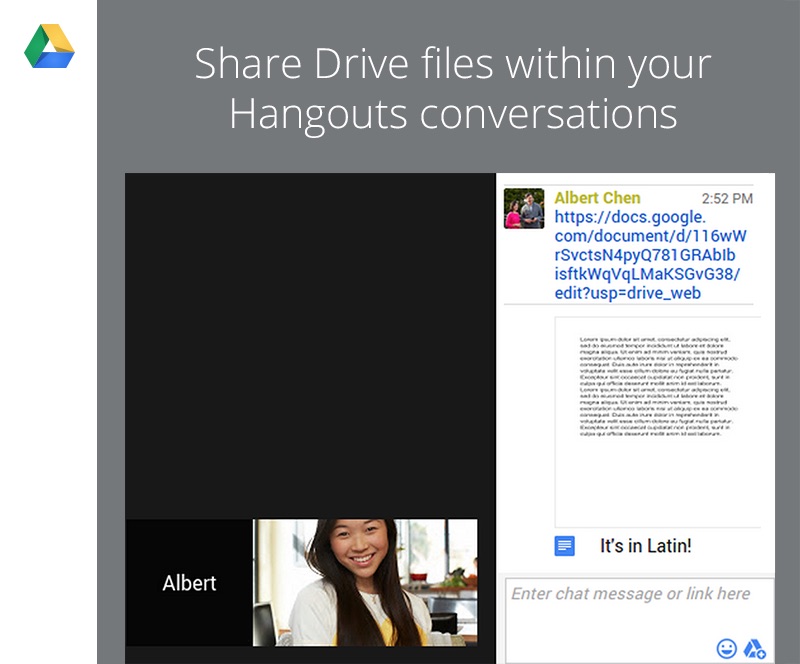 Partage fichiers Google Drive - Hangout Appel Video