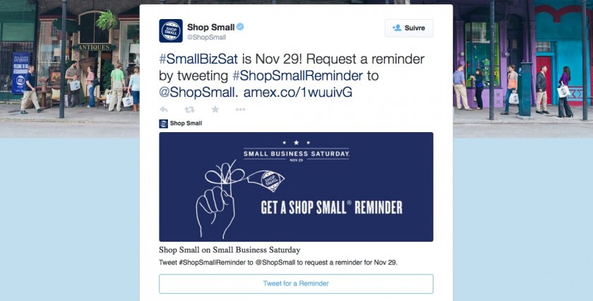 Bouton de rappel - Twitter Card - Shop Small