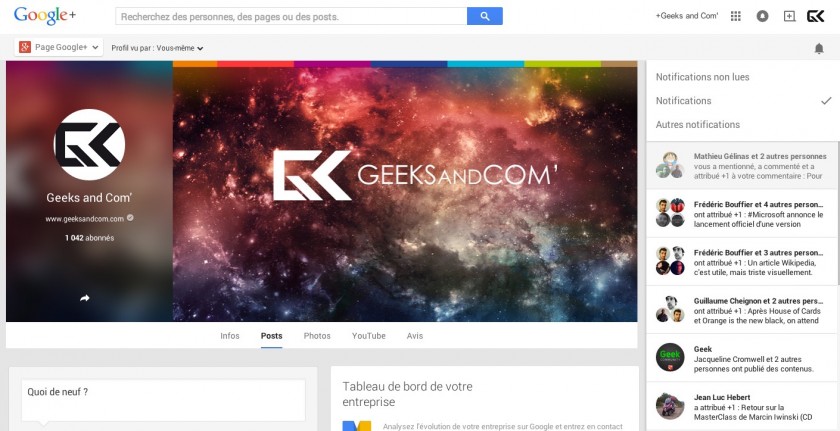 Menu notifications - GooglePlus