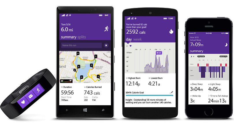 Microsoft Band Android iOS Windows Phone