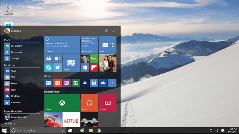 Windows 10 - Microsoft - Menu Demarrer