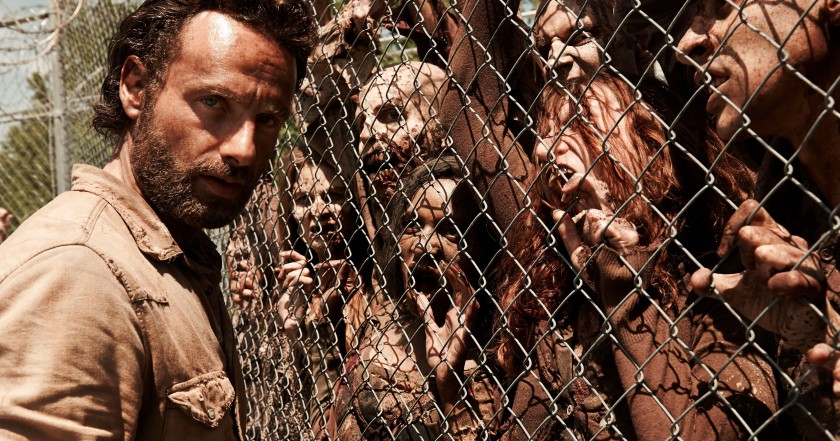 Rick Grimes and the Walkers in The Walking Dead Season 5