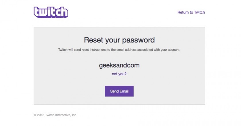 Twitch - Reinitialisation mot de passe