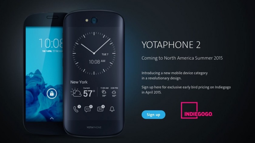 Yota Phone 2 Amerique du Nord Indiegogo