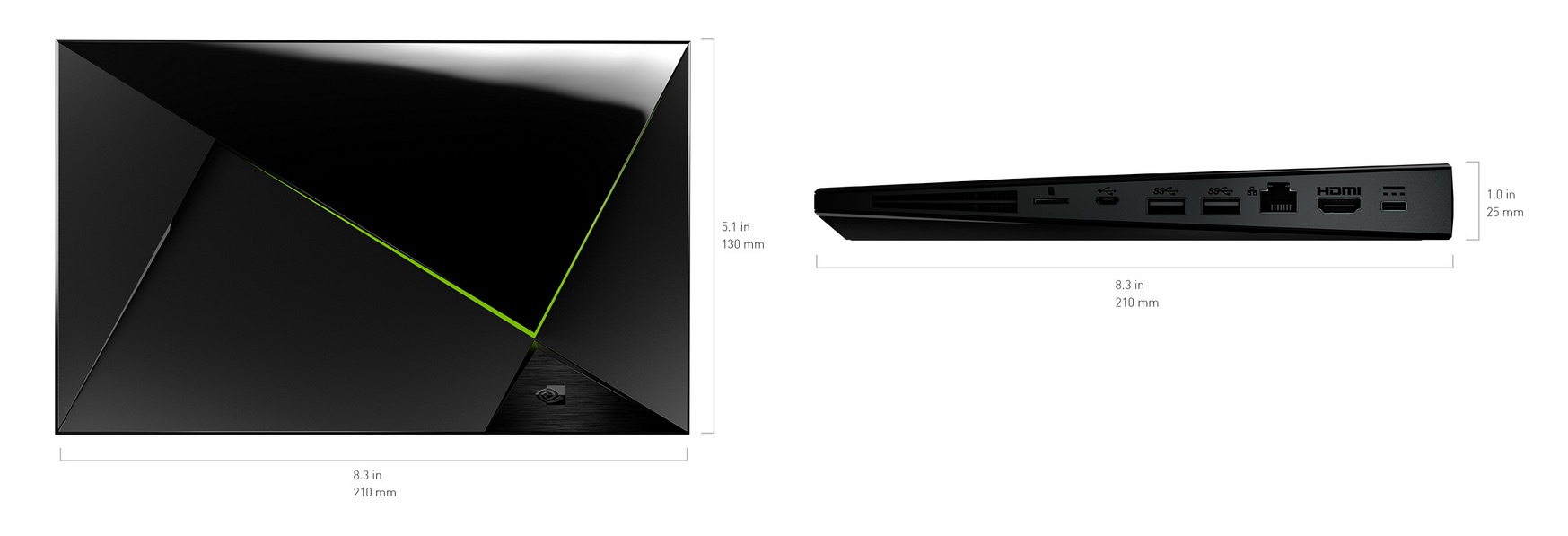 Nvidia Shield Android TV - Dimensions et Ports