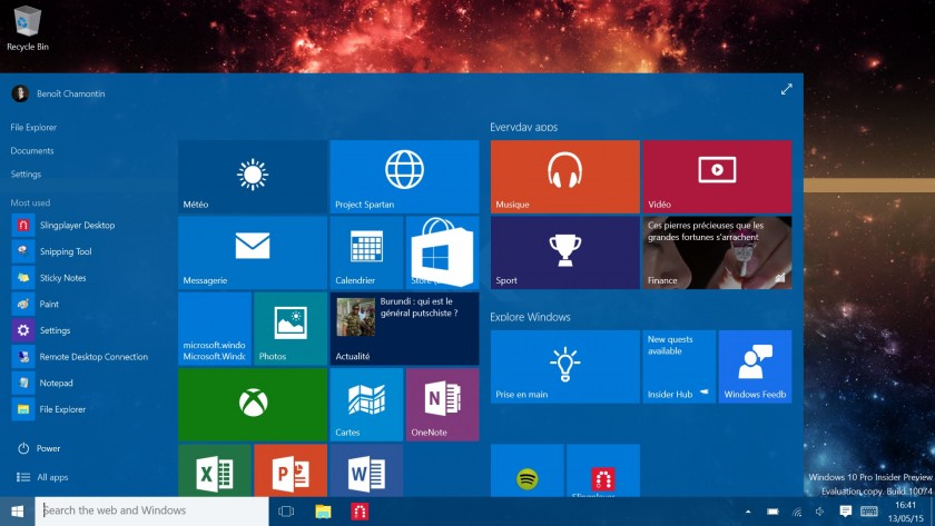 Windows 10 Pro Insider Preview - Geeks and Com - Build 10074