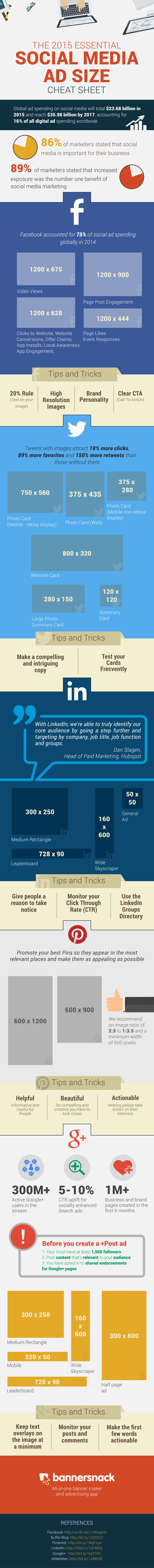 Social Media Ad Sizes Infographic 2015