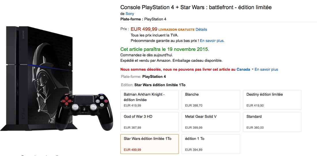 PlayStation 4 - Dark Vador - Amazon France