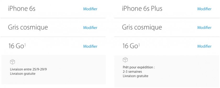 Delais livraison iPhone 6s