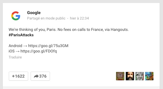 Google Hangouts - Paris Attentats