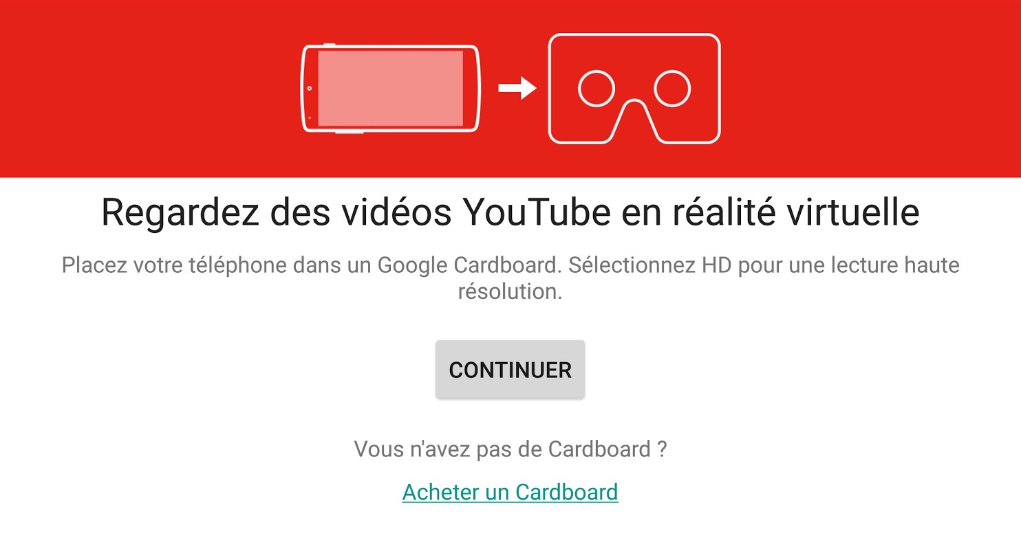 youtube réalité virtuelle Cardboard