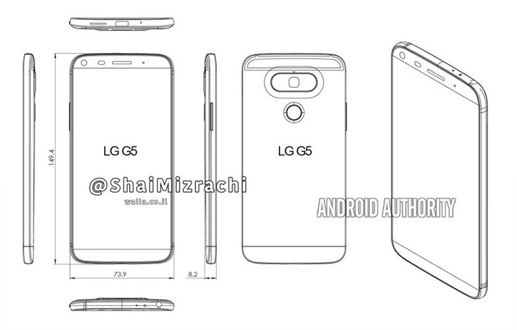 Fuite LG G5 - Dessin Design Dimensions