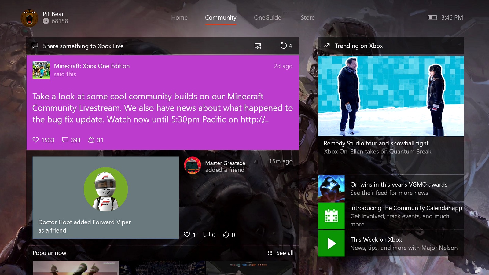 Feed Refresh - Mise a Jour Xbox One - Fevrier 2016