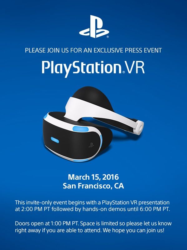 PlayStation VR - Sony - Invitation GDC 2016