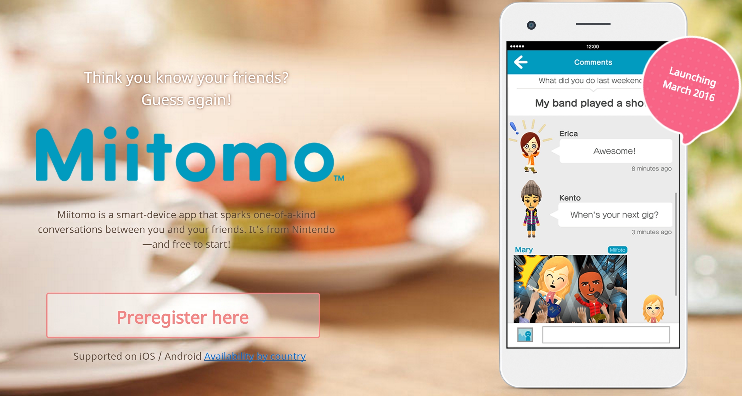 Nintendo Miitomo - Preregistration - Application Mobile