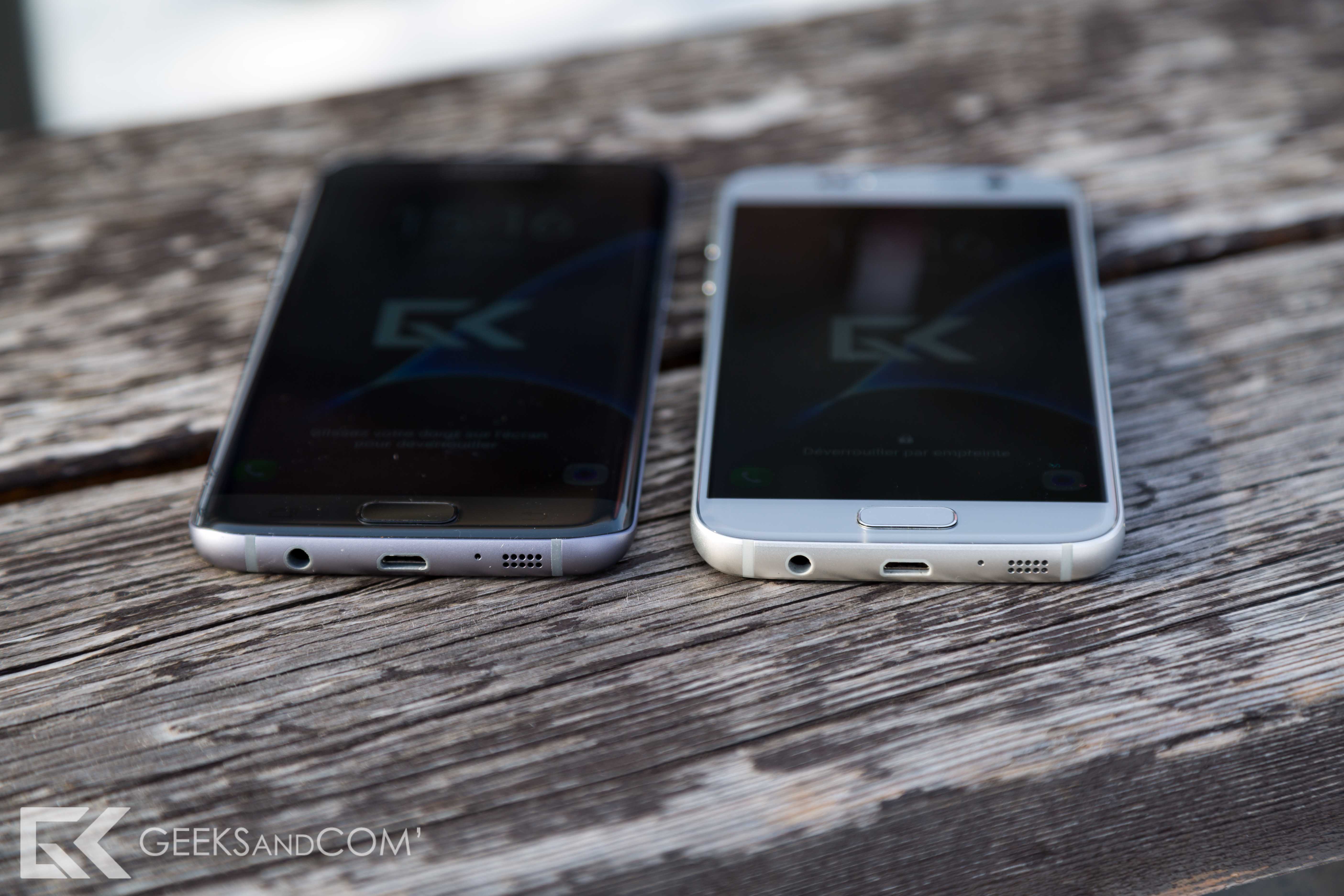 Samsung Galaxy S7 edge (à gauche) vs Samsung Galaxy S7 (à droite)